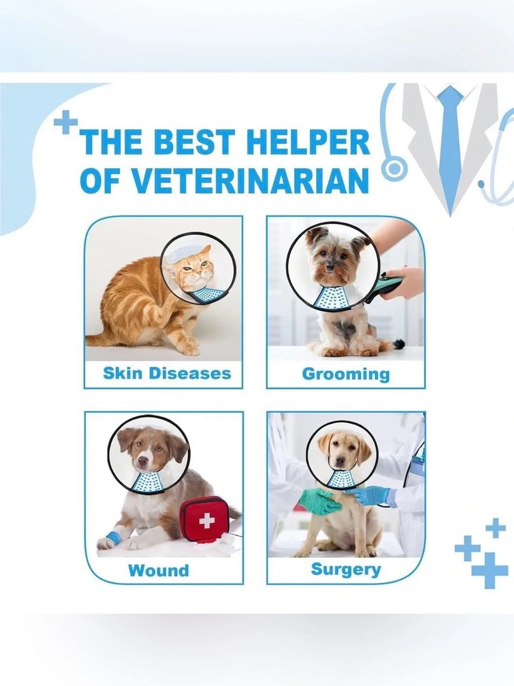 Supet Dog Cone Collar Adjustable After Surgery, Comfortable Pet Recovery Collar